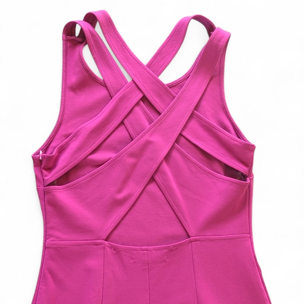 Black Swan Hot Pink Open Back Strappy Bodycon Going Out Mini Dress M - Picture 6 of 10